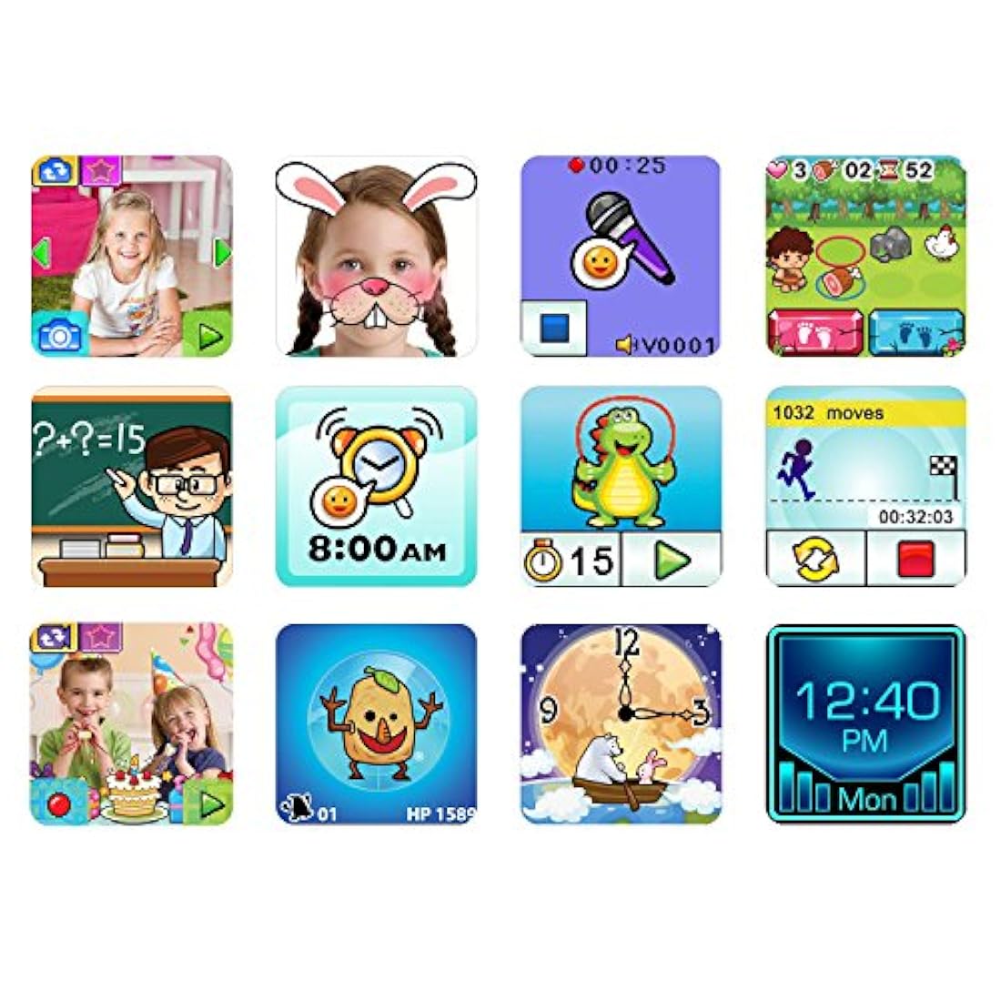 Reloj inteligente azul con Pantalla táctil y USB para niño