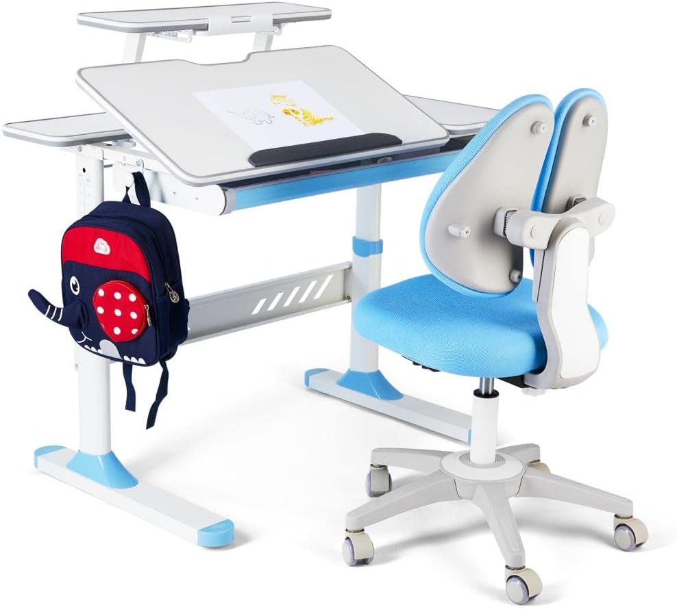 Escritorio y Silla Ajustables para Niños, Ergonómicos y con Cajón