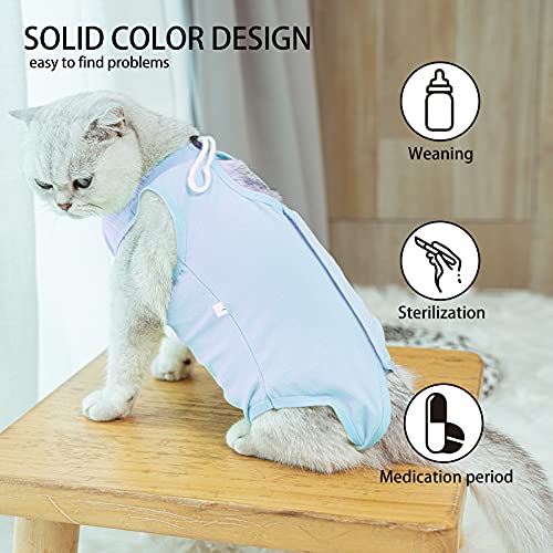 TORJOY Mono de gatito, traje profesional de recuperación de gatos para heridas abdominales o enfermedades de la piel, después de la cirugía, uso antilesiones, alternativa transpirable de cuello E para gatos