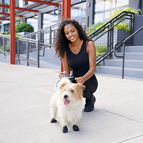 PawZ Dog Boots | Rubber Dog Booties | Waterproof Snow Boots for Dogs | Paw Protection for Dogs | 12 Dog Shoes per Pack (Black)