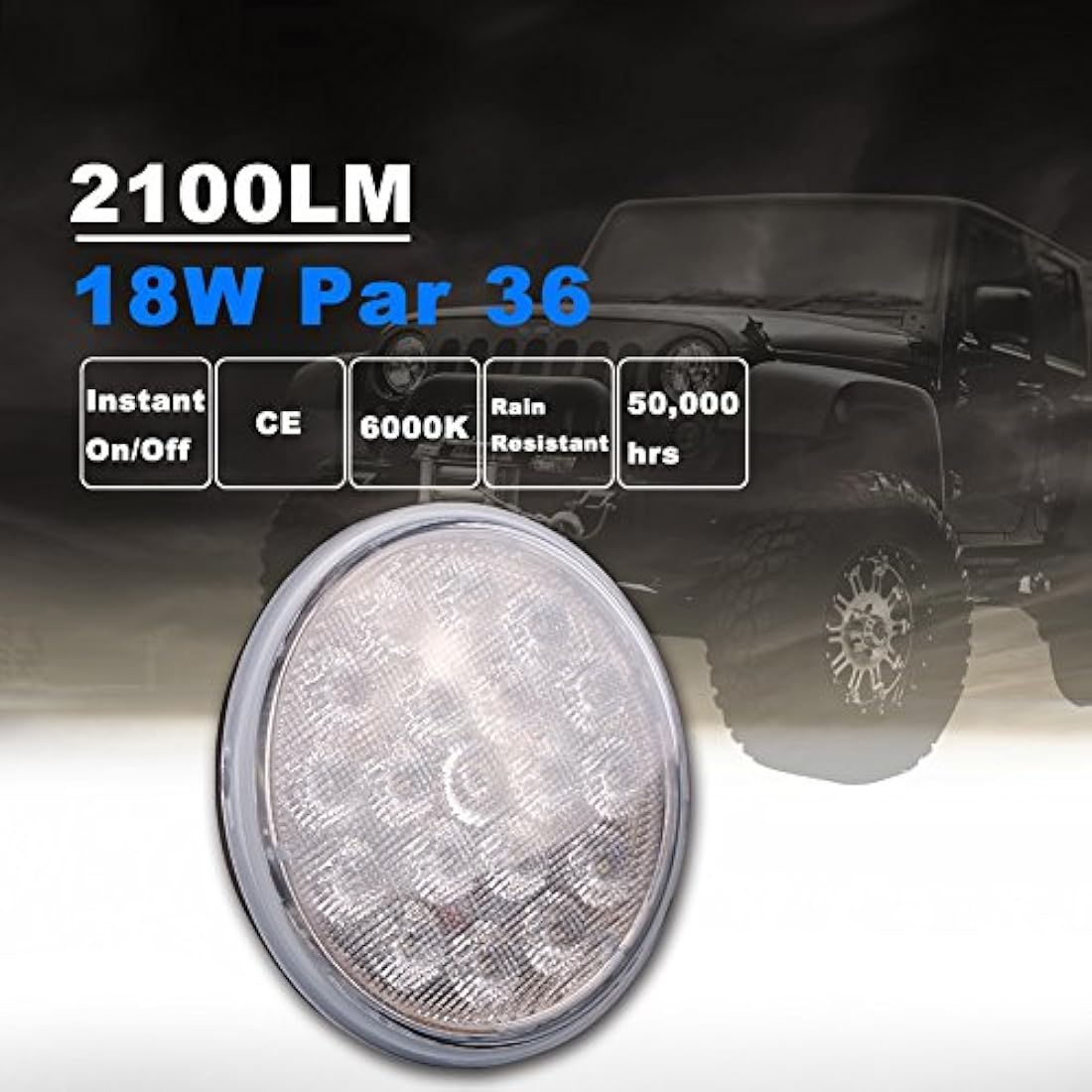 Luz LED PAR36 18 W para tractores, aplicaciones industriales