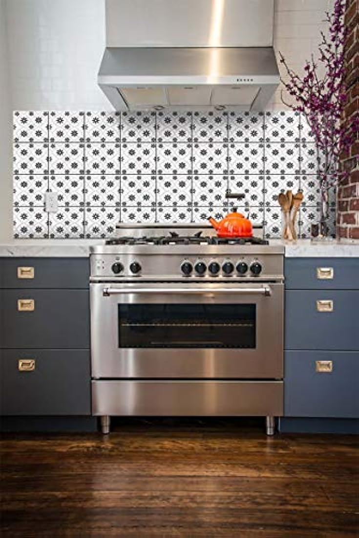 24 calcomanías en vinilo para azulejos blanco/negro