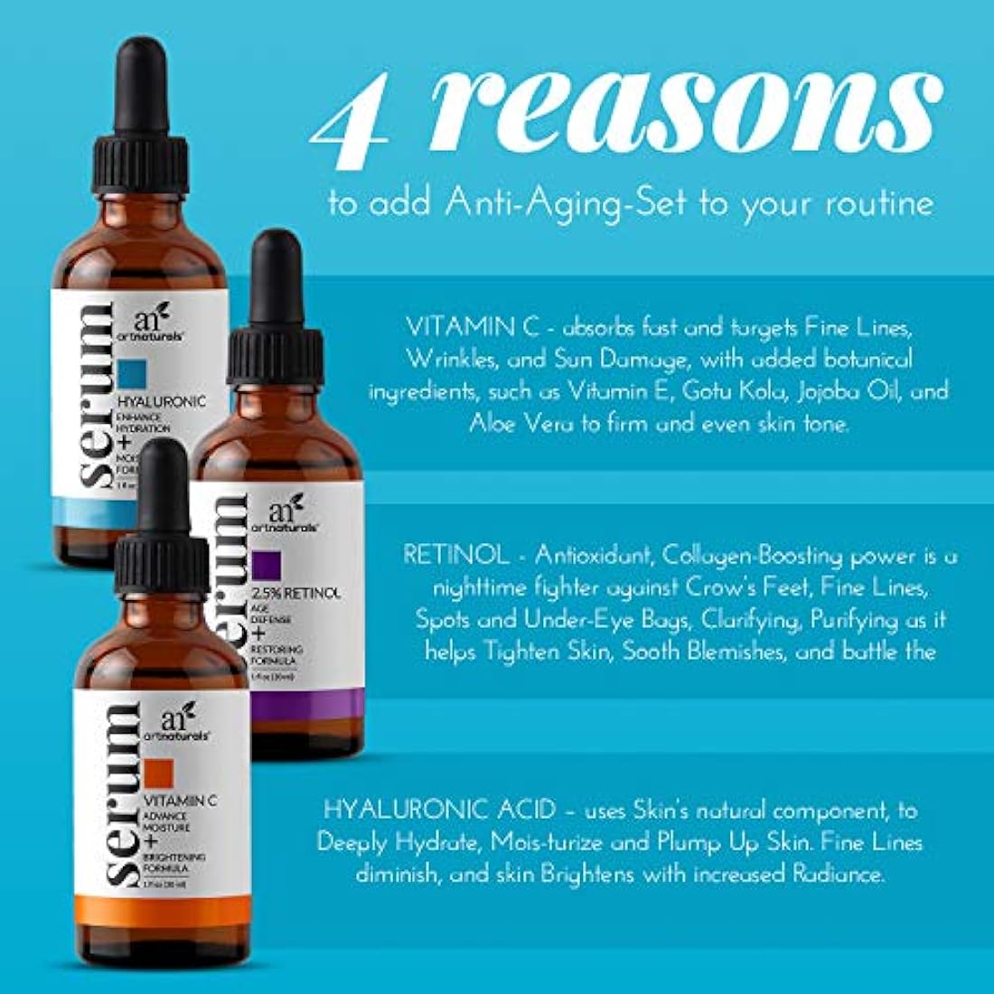 Juego de 3 en 1 ArtNaturals, antienvejecimiento con vitamina C