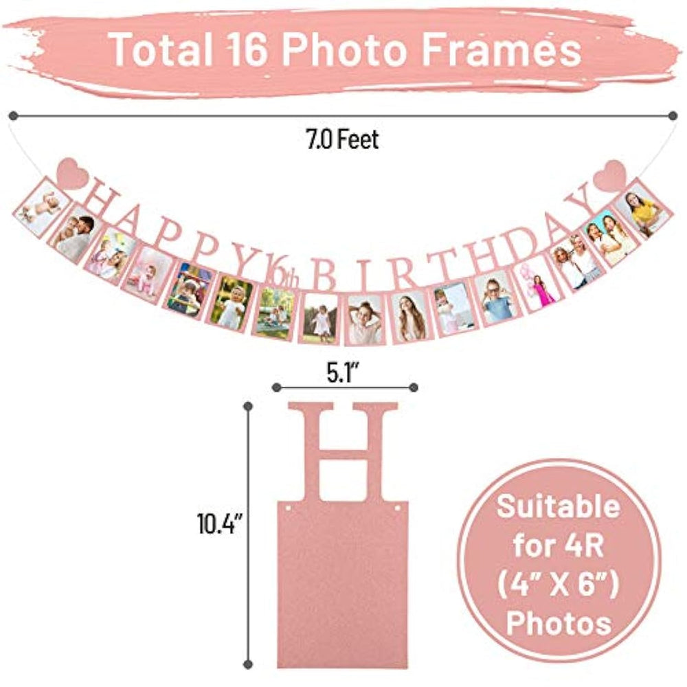 Pancarta de fotos con 16 decoraciones de cumpleaños