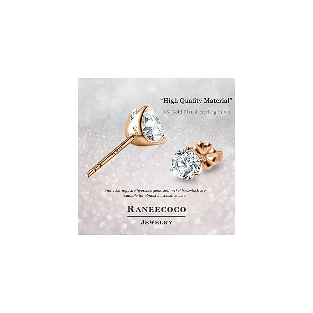 Aretes de poste con circonita cúbica chapado en oro