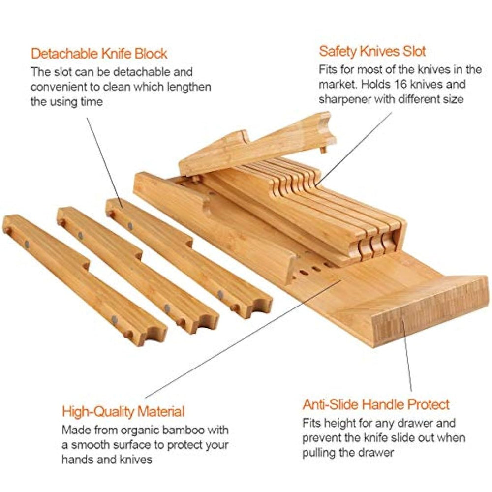 NIUXX - Bloque de bambú para 16 cuchillos (no incluidos)