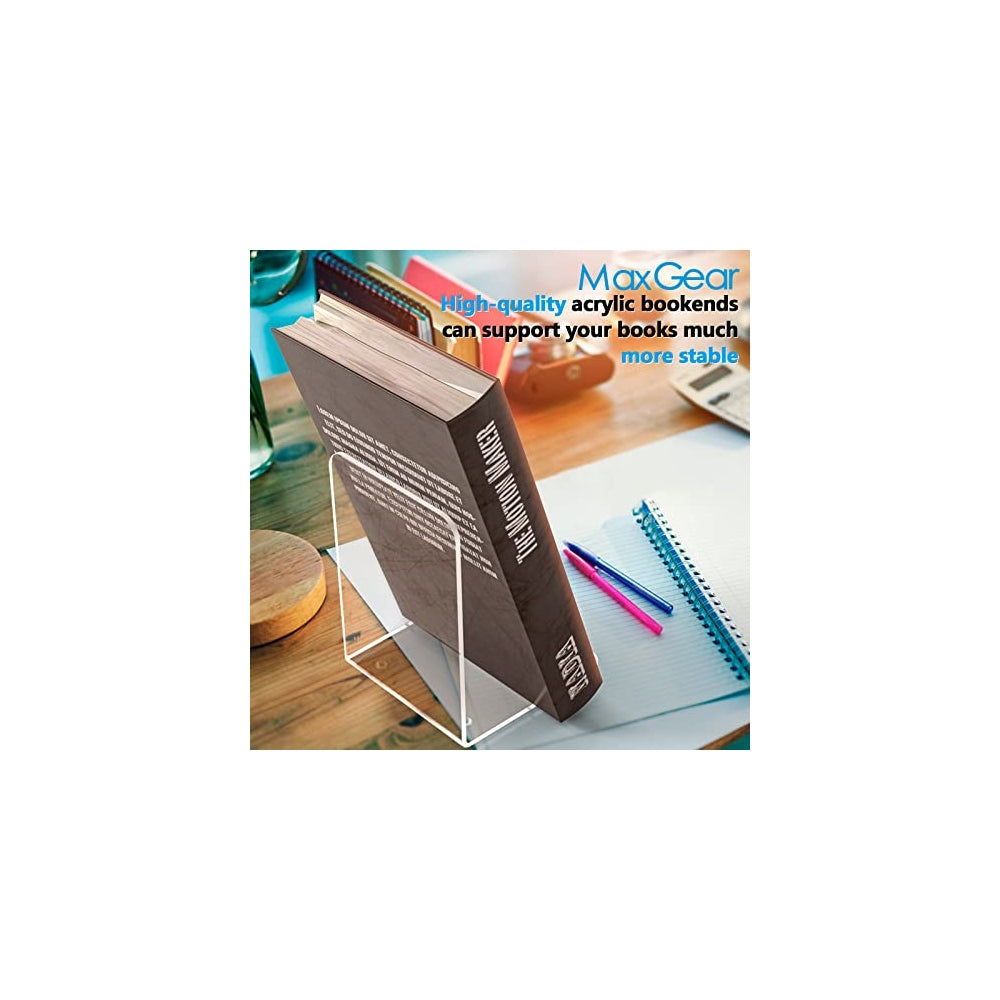 Sujetalibros de acrílico transparente para estantes 2 pares