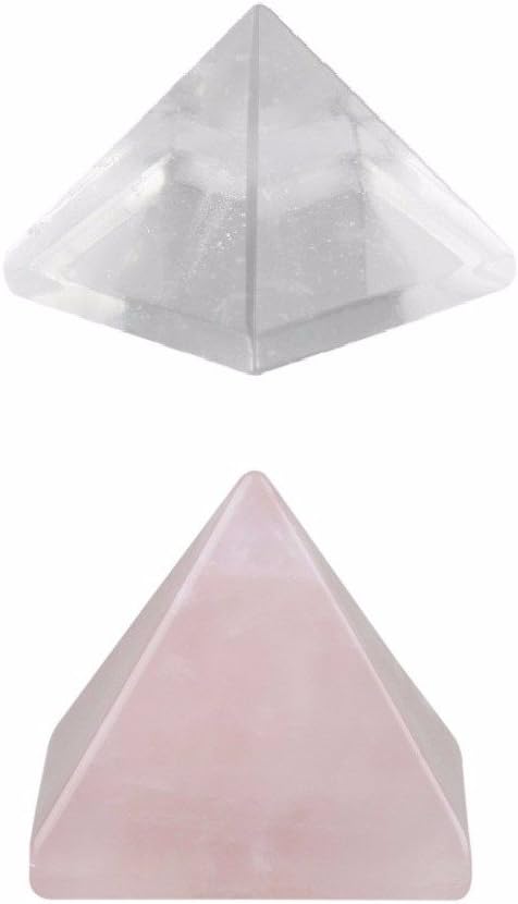 rockcloud Figura de pirámide de piedra metafísica sanadora, de cristal, cuarzo rosa, y fluorita.