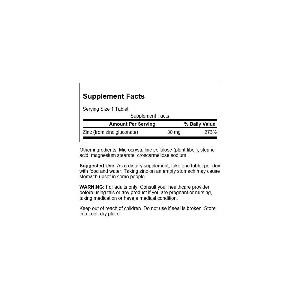 Suplementos Zinc (Gluconato) 30 miligramos 250 pestañas