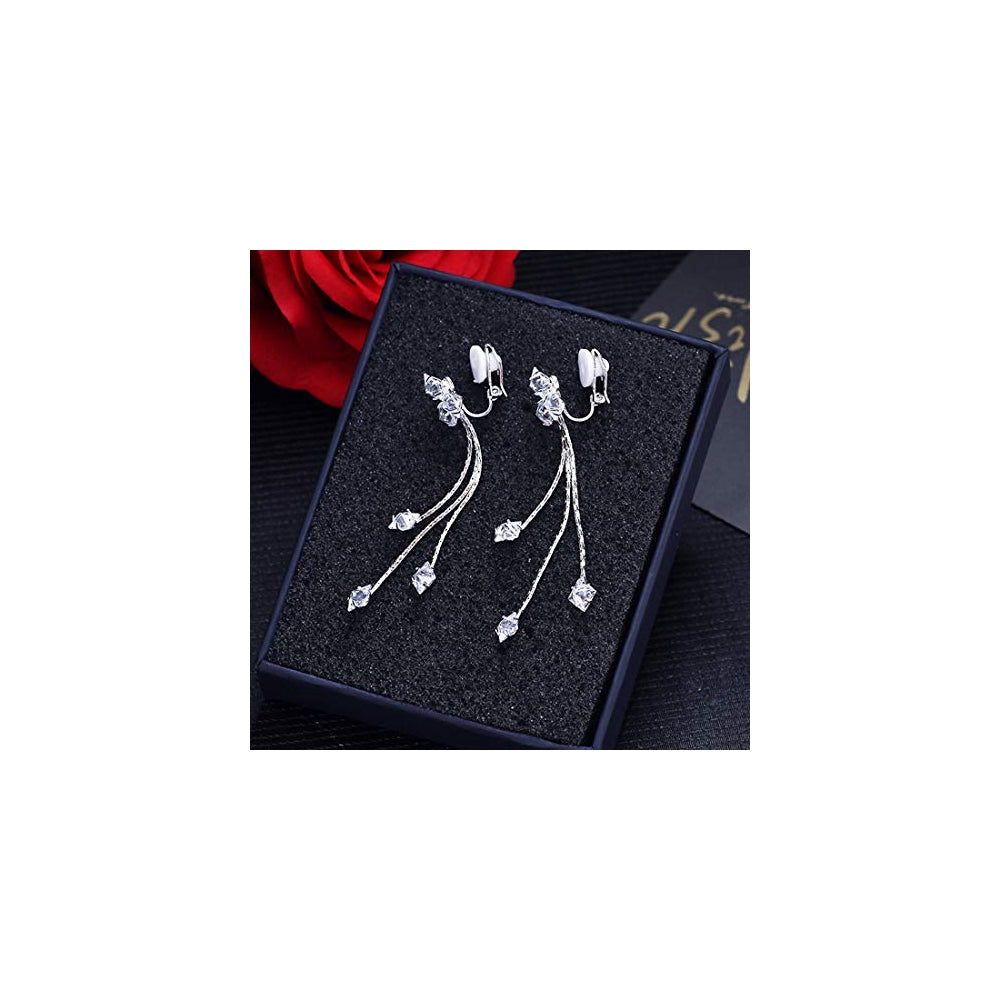 Aretes largos con circonita cúbica para mujer