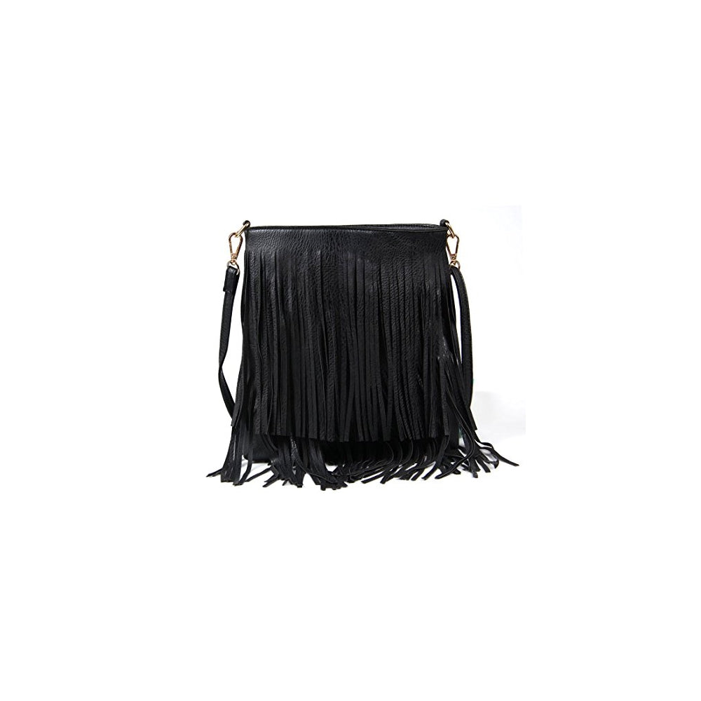 Bolso de hombro para mujer  con flecos  borla