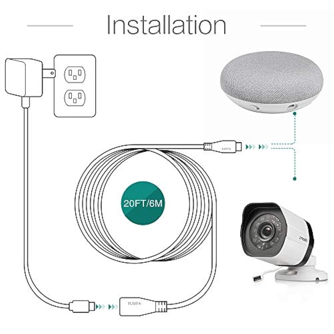 Cable de extensión de alimentación micro USB TUSITA (6M)