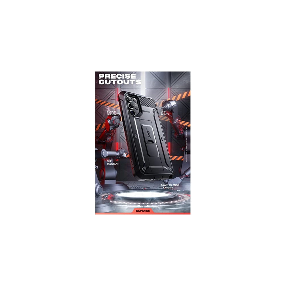 SUPCASE Unicorn Beetle Pro Series - Funda para Samsung Galaxy S22 Ultra 5G (versión 2022), cuerpo completo de doble capa resistente con clip para cinturón y soporte sin protector de pantalla integrado (negro)