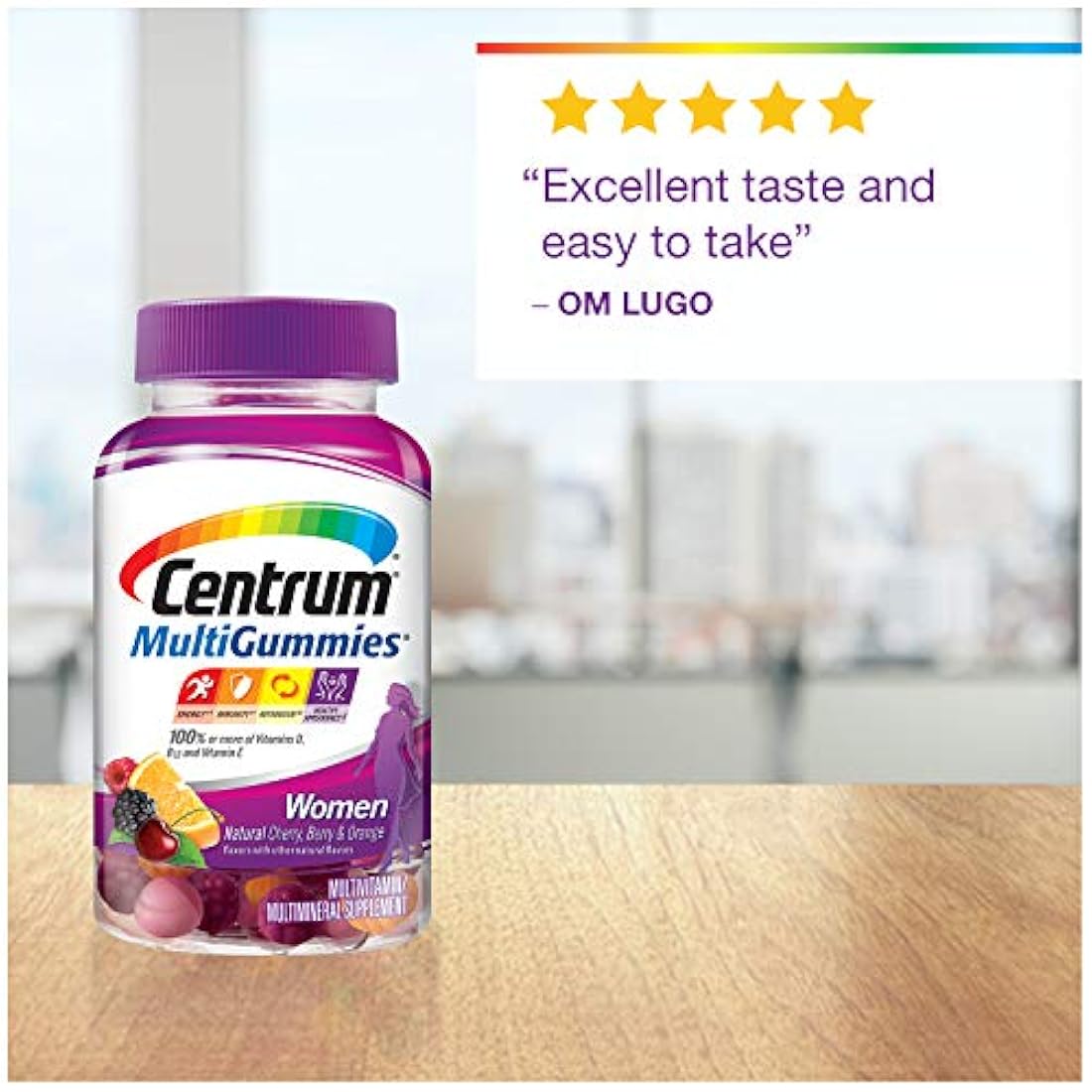 Centrum MultiGummies Gummy Multivitamina para mujer 50 Plus, con vitamina D3, B6 y B12, suplemento multivitamina/multimineral – 90 unidades