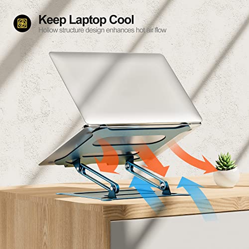 Urmust - Soporte de aluminio ligero para laptop y notebook de hasta 15.6 soporte ergonómico, ajustable, y portátil con alfombrilla para el mouse, compatible con MacBook Air Pro, Dell, HP, Lenovo