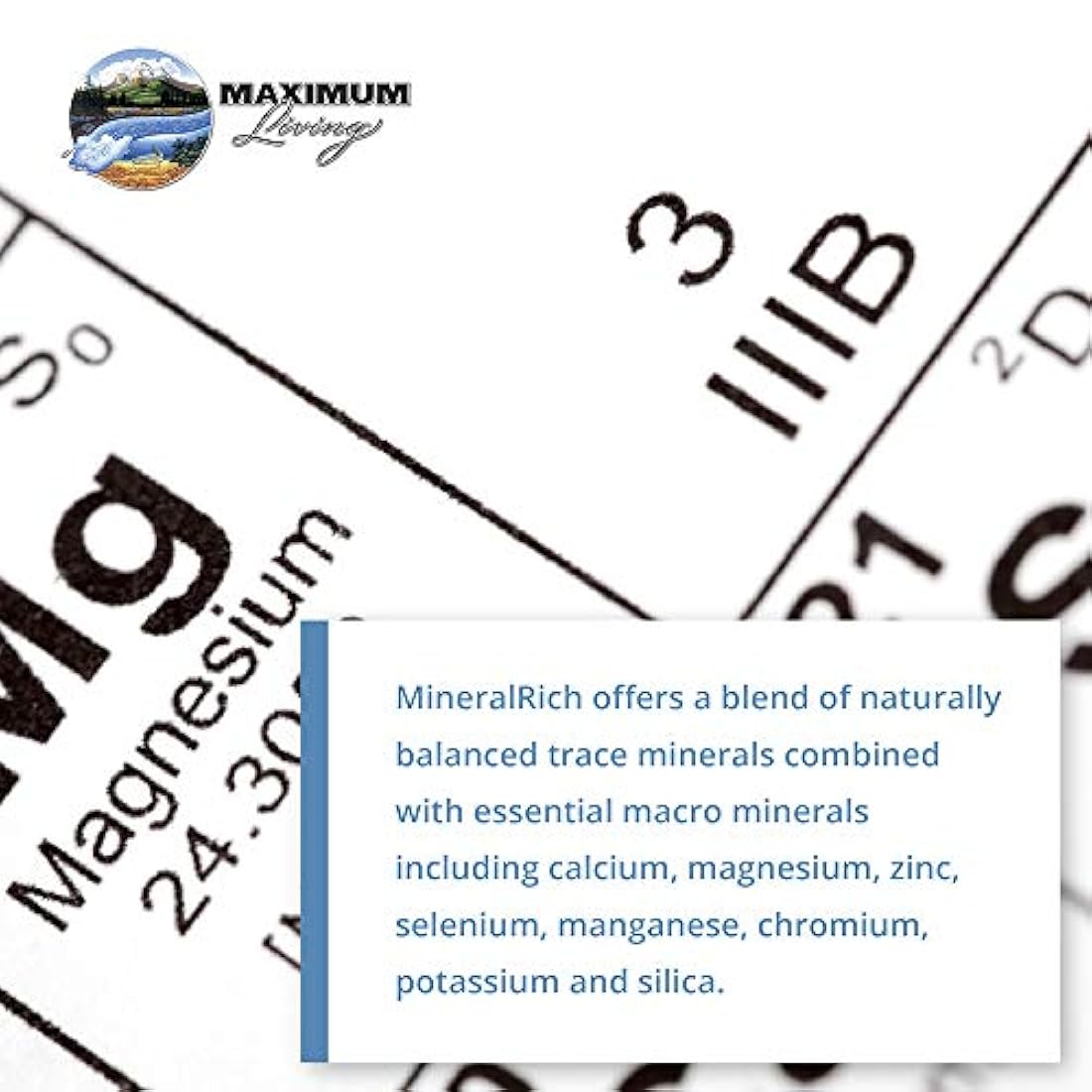 Suplemento de minerales minerales Maximum Living MineralRich, 32 onzas