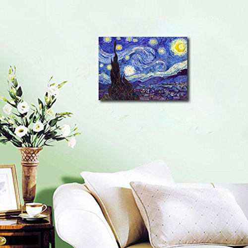 mural moderno de noche estrellada 28x20inch color azul