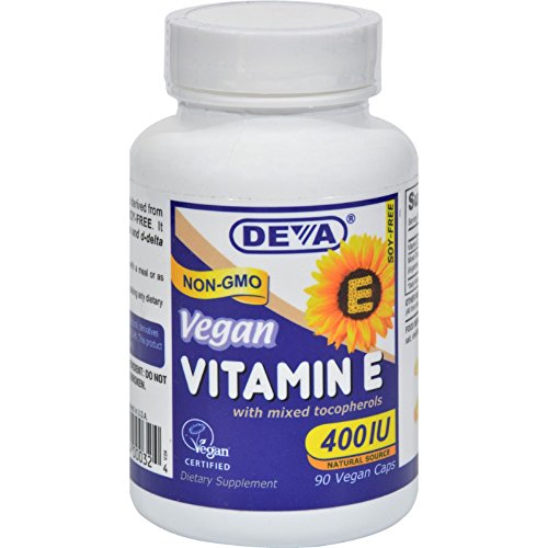 Deva Vegan Vitamins Vitamina E natural 400iu con tocoferoles mixtos, 90 unidades