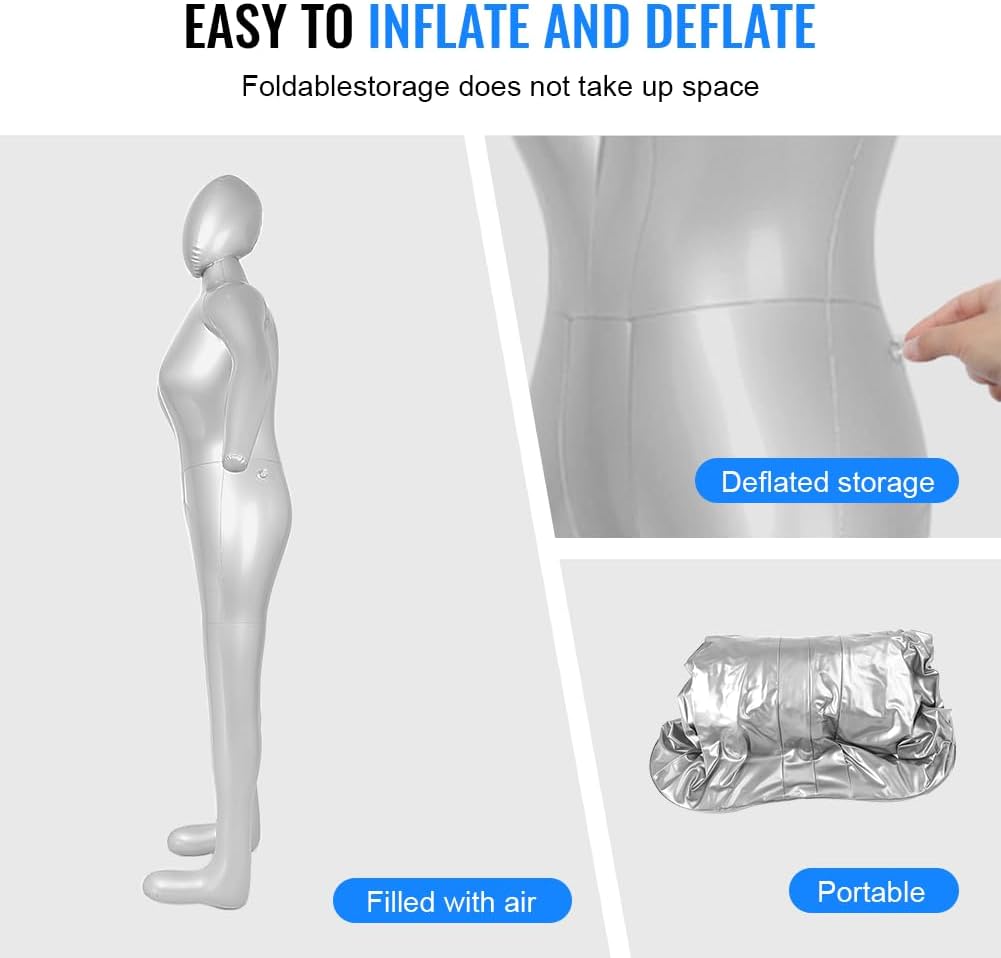 Maniquí Inflable Femenino 3 T, Cuerpo Completo con Brazos y Cabeza