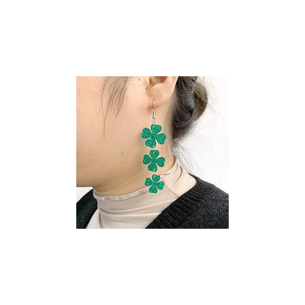 Aretes colgantes de trébol irlandés para mujeres y niñas