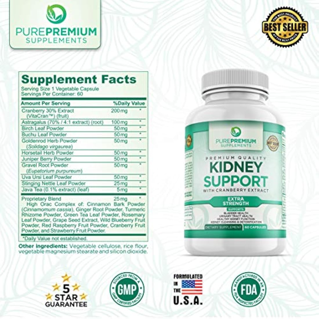 PurePremium Suplemento premium de apoyo renal 60 cápsulas