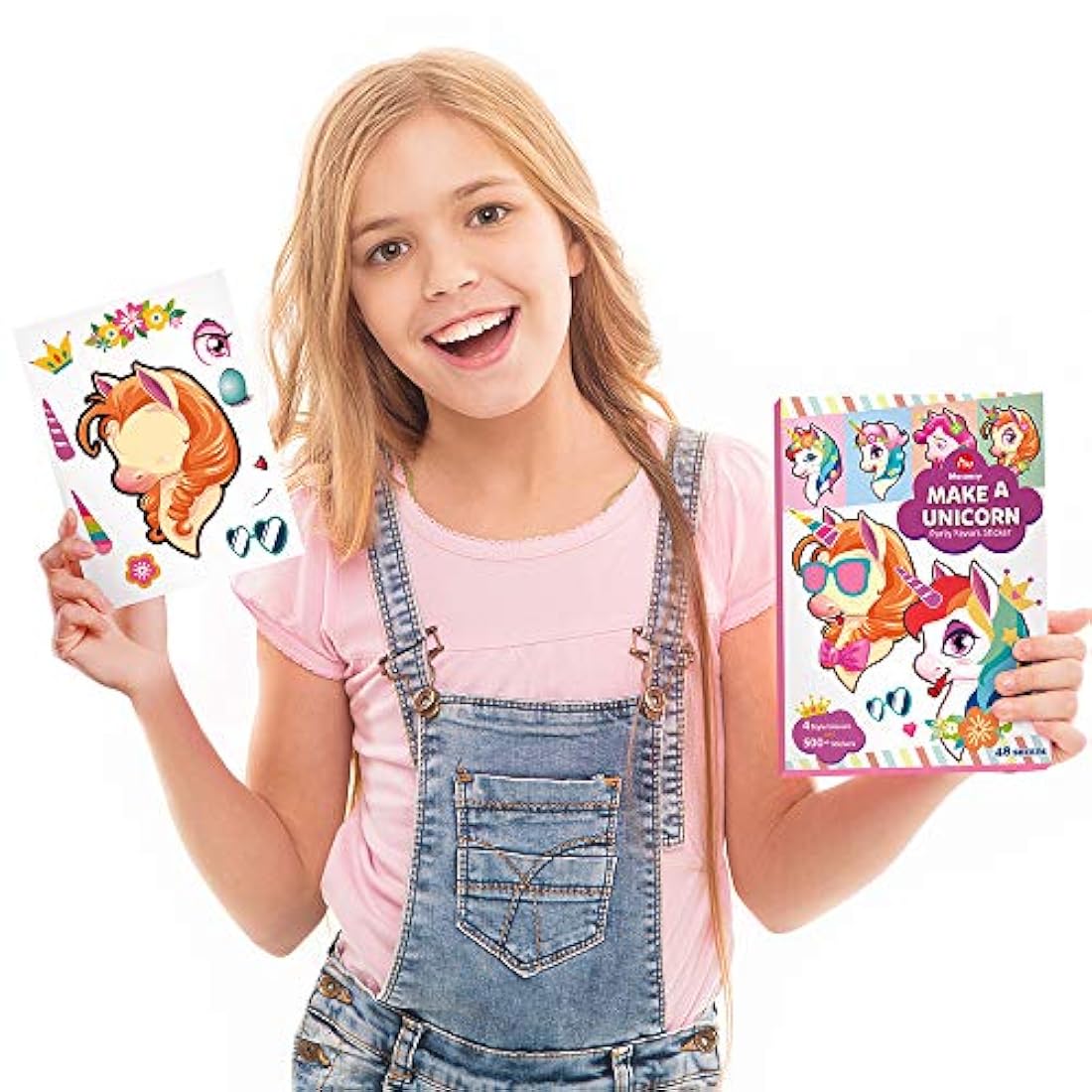 Mocoosy - 48 pegatinas de cara de unicornio para niños
