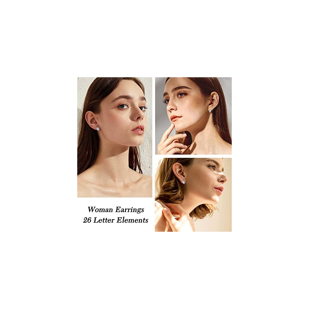 Aretes de aro de plata con inicial para mujeres