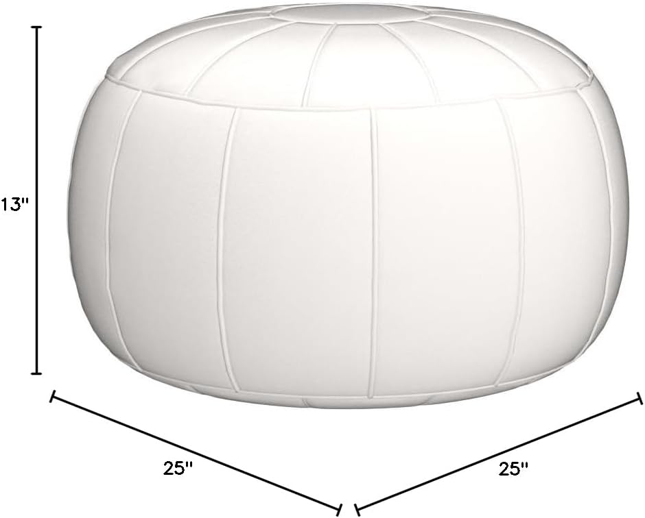 Otomana redonda de cuero, asiento decorativo y almacenamiento
