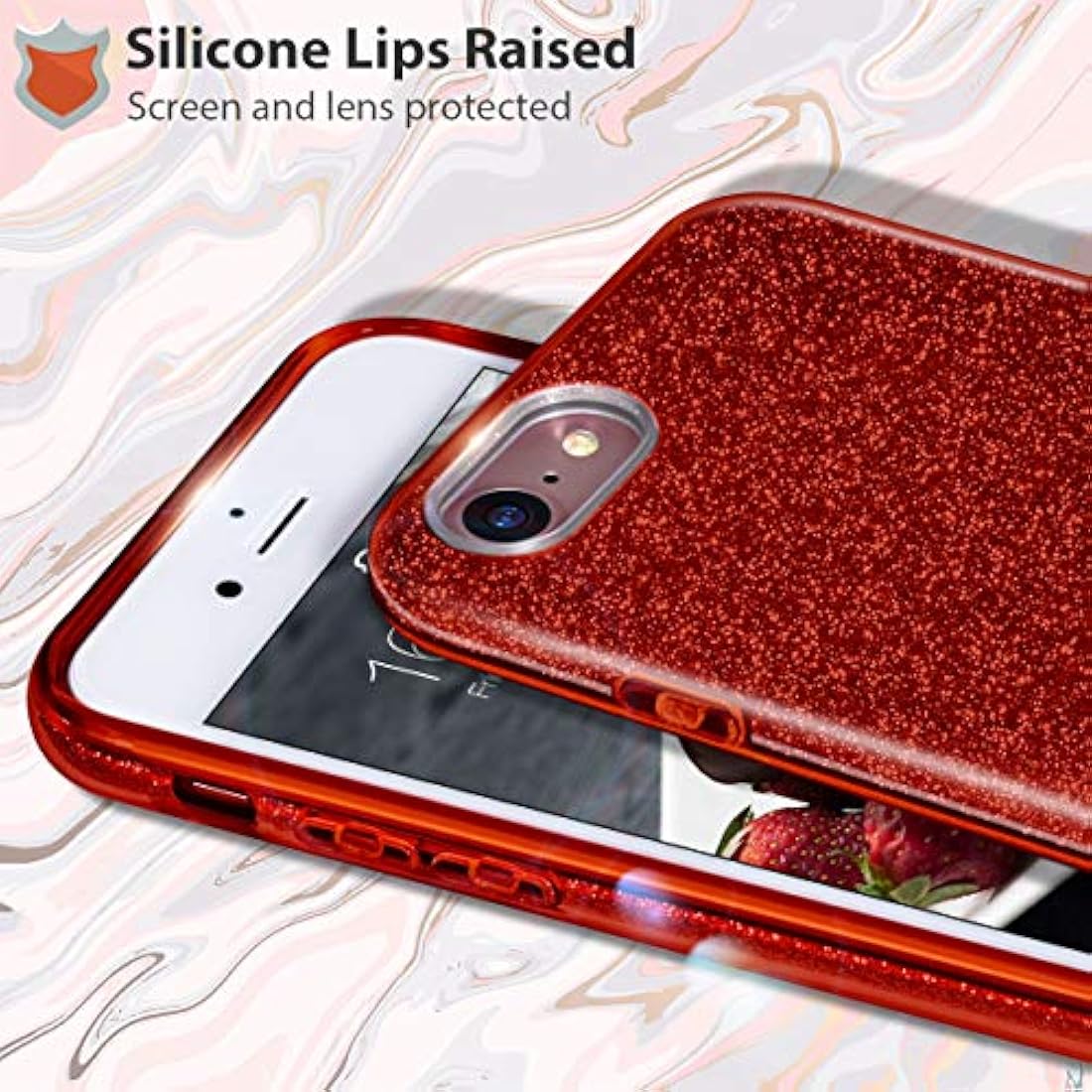 MATEPROX - Carcasa para iPhone 7, diseño de purpurina