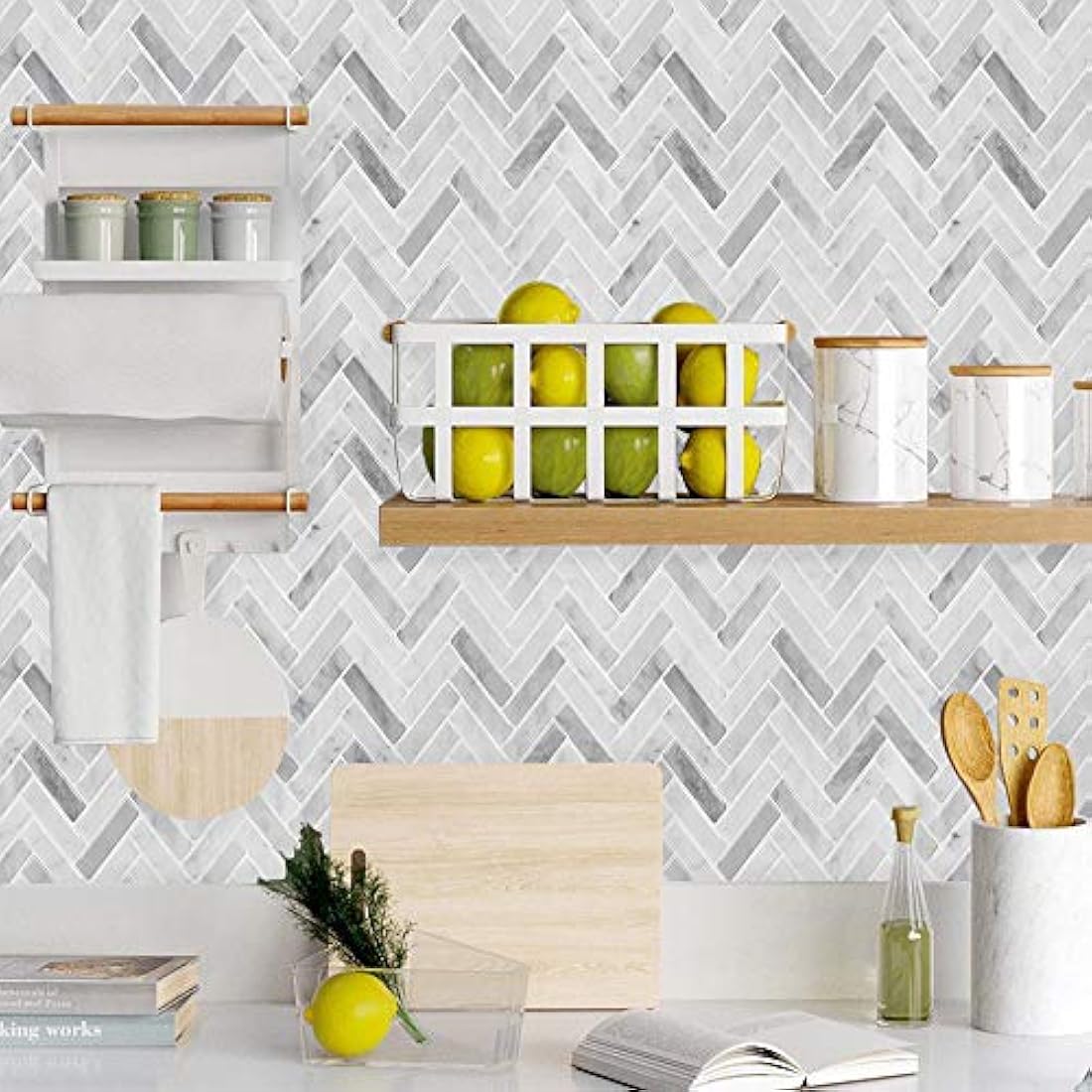 6 hojas de Azulejos para cocina, autoadhesivos, 3D, diseño