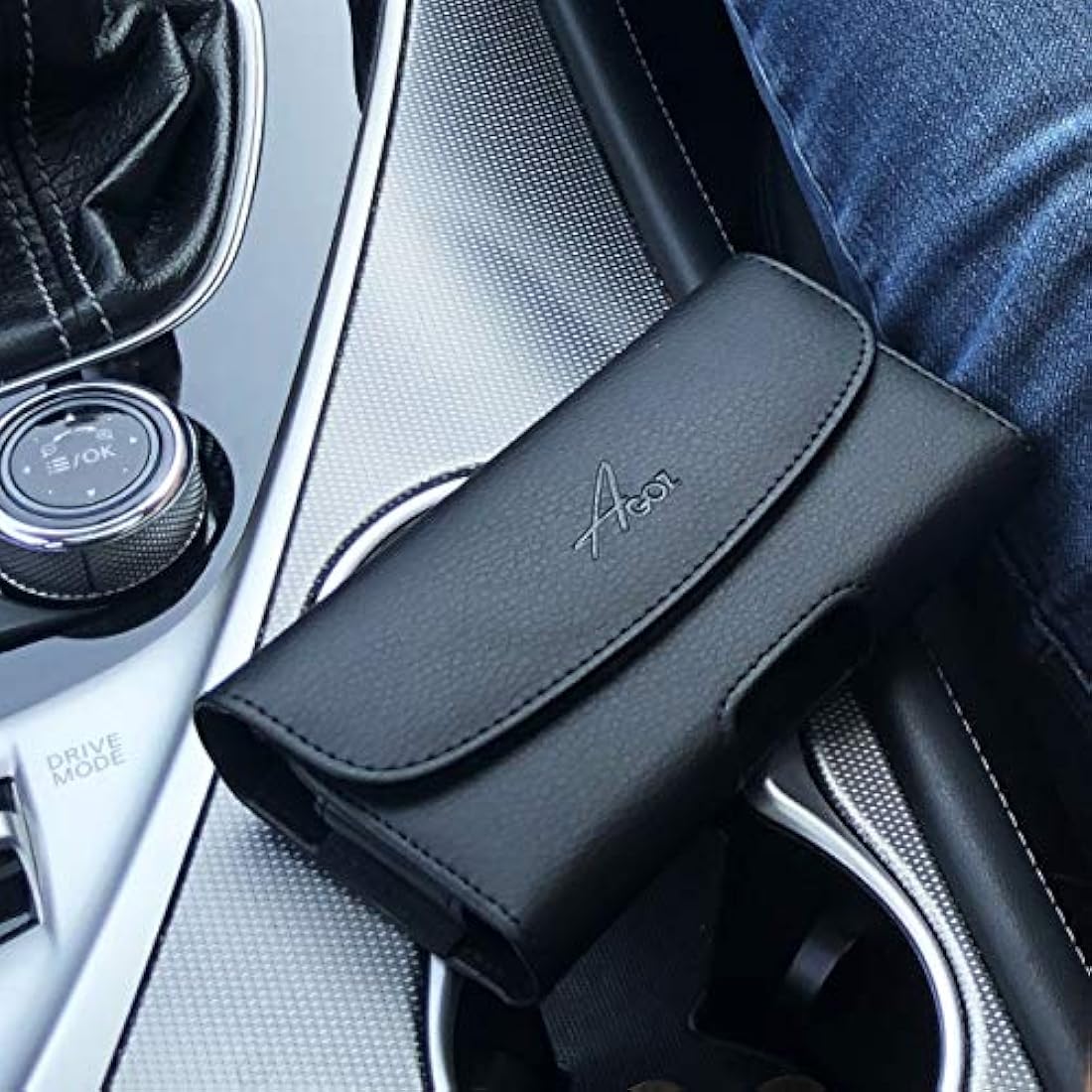 Funda de piel con enganche de cinturón. Negro. AGOZ