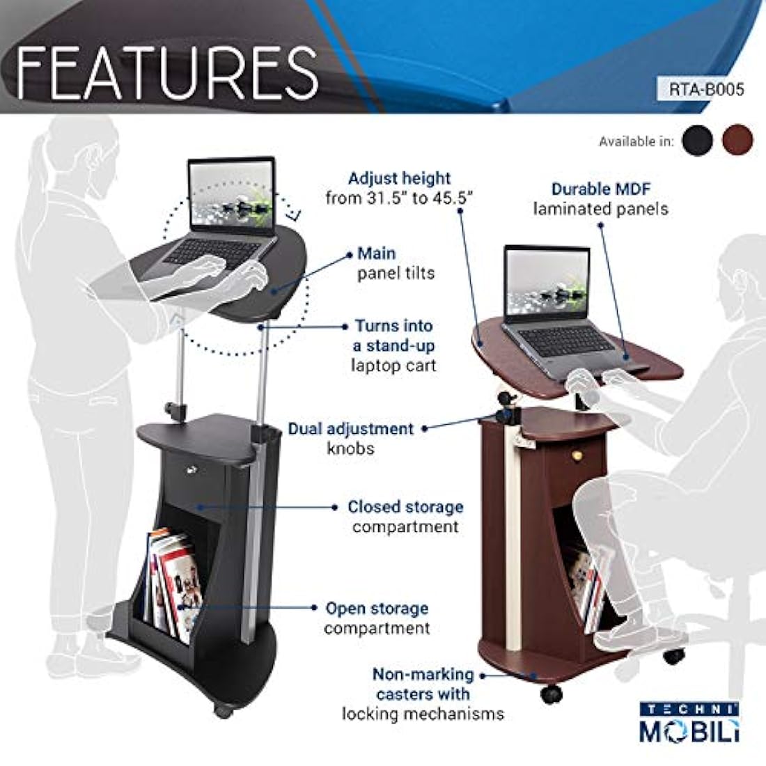 Bases, Carro portátil ajustable para laptop