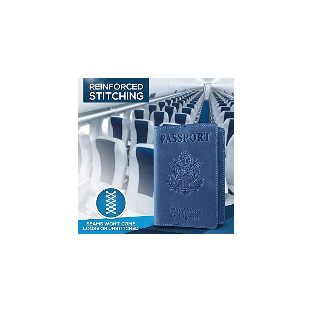 Porta Documentos y Tarjetas de piel sintética azul oscuro