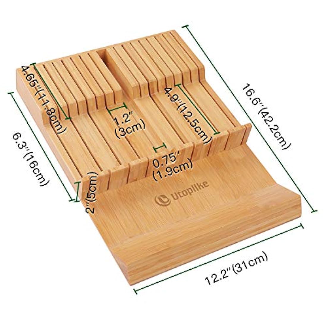 Utoplike - Organizador de cuchillos en cajón de bambú