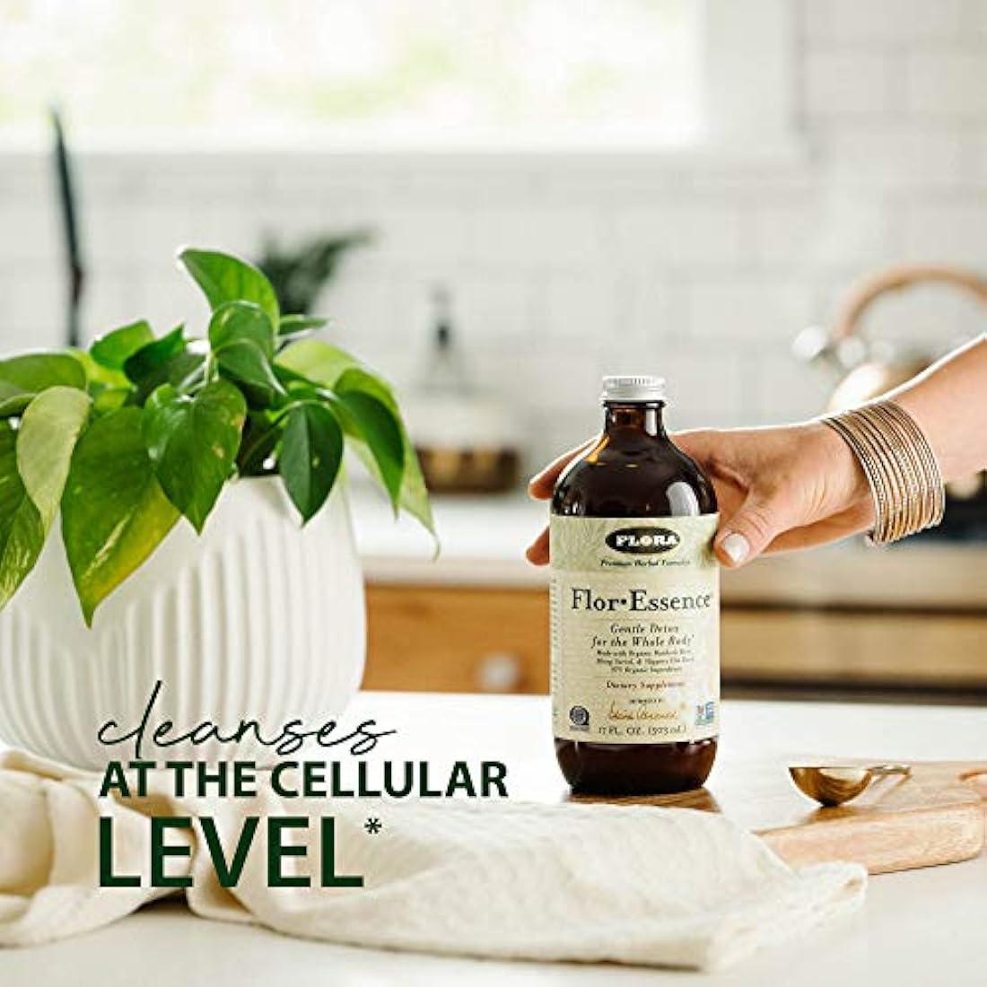 Té líquido desintoxicante Flora FlorEssence, limpieza diaria de hierbas suave y natural, 90% ingredientes orgánicos, 17 onzas