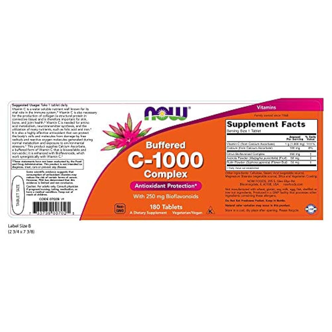 Suplementos Vitamina C-1000 de 180 comprimidos