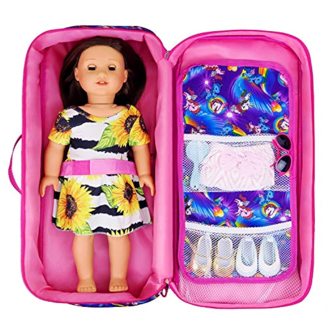 Bolsa de viaje para muñecas de unicornio.