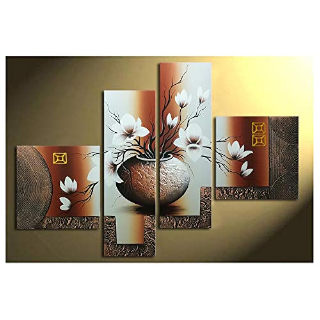 Lienzo decorativo moderno 100% pintado a mano 4 unidades