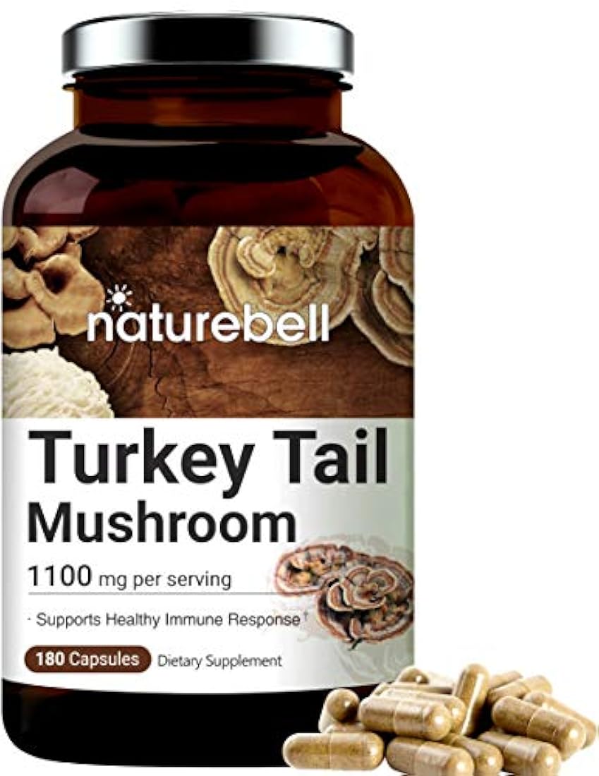 NatureBell - Seta de cola de pavo, 1100 mg por porción, 180