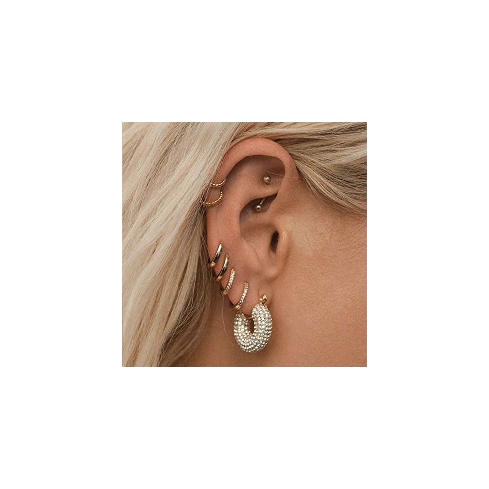 Aretes de aro pequeños de oro de 14 quilates hipoalergénicos