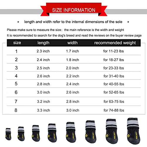 QUMY - Botas impermeables para perros, con tiras reflectantes, suela antideslizante y rugosa, juego de 4 unidades