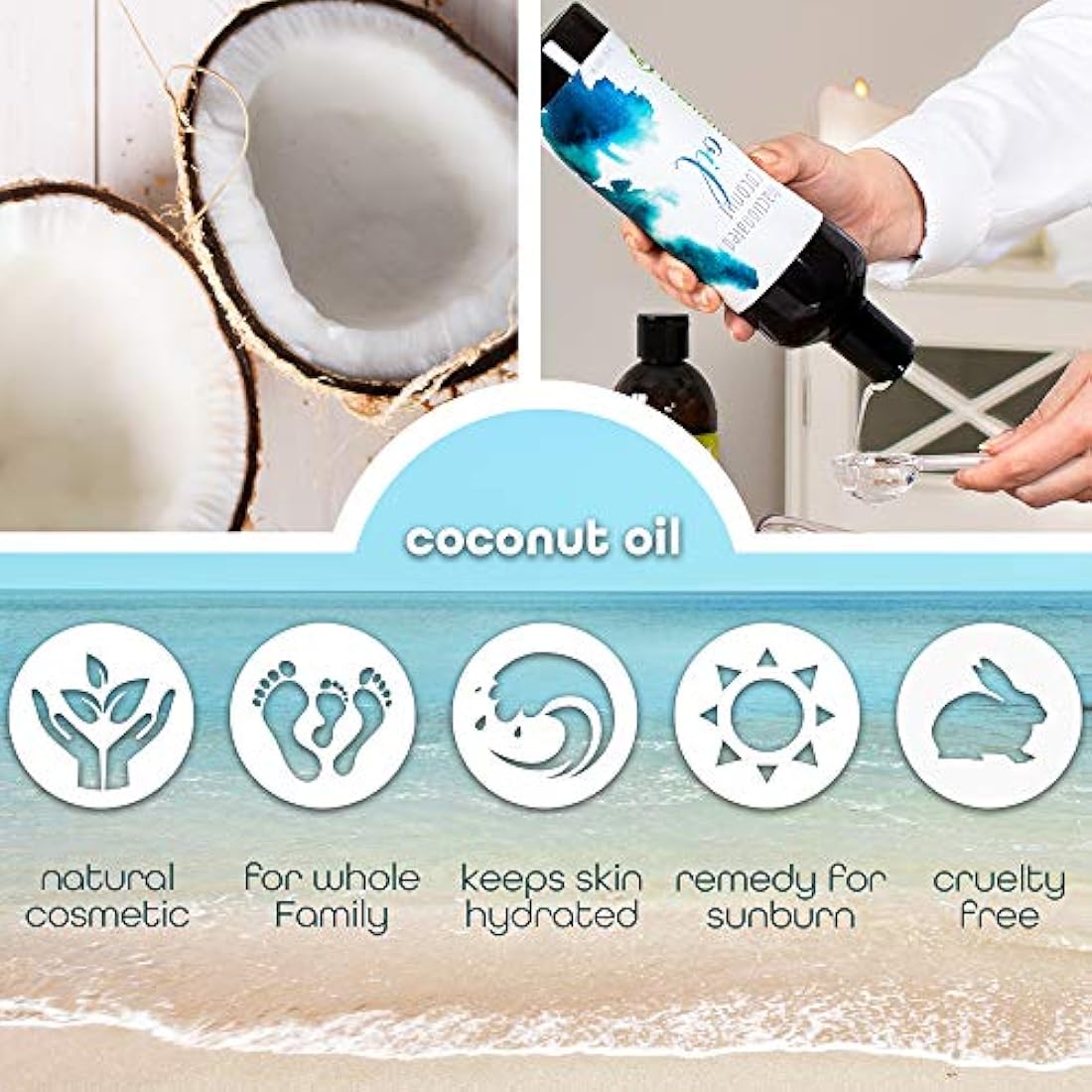 Aceite de masaje de coco fraccionado para piel seca