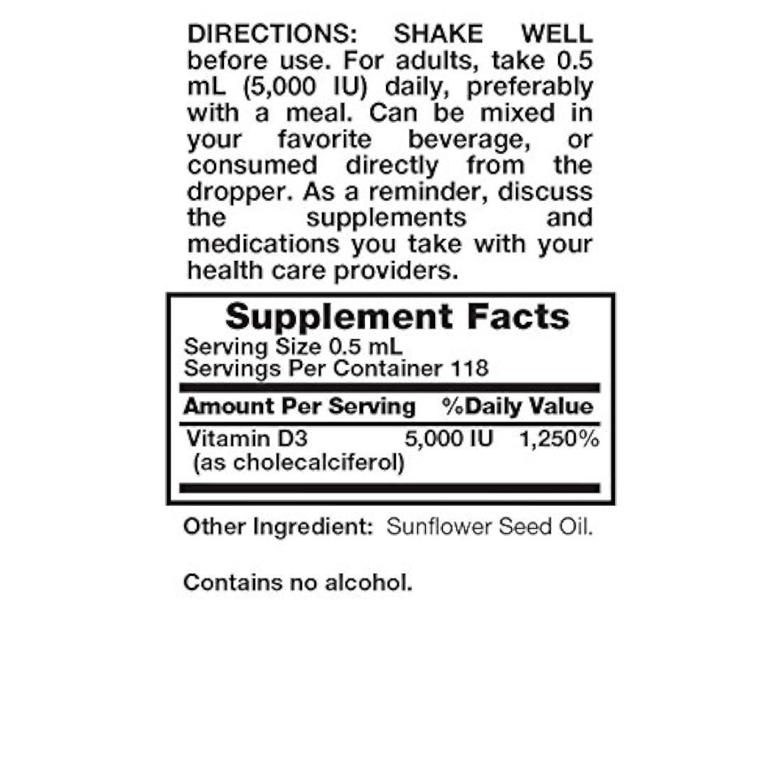 Truth de la naturaleza Vitamina D 5000 IU líquido, 2 Fluid Ounce