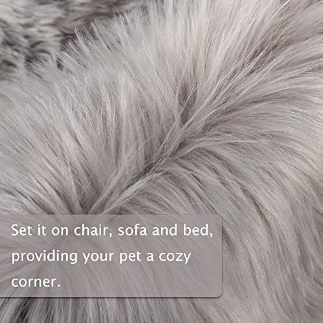 Alfombra de cama para mascotas felpa perros gatos, gris