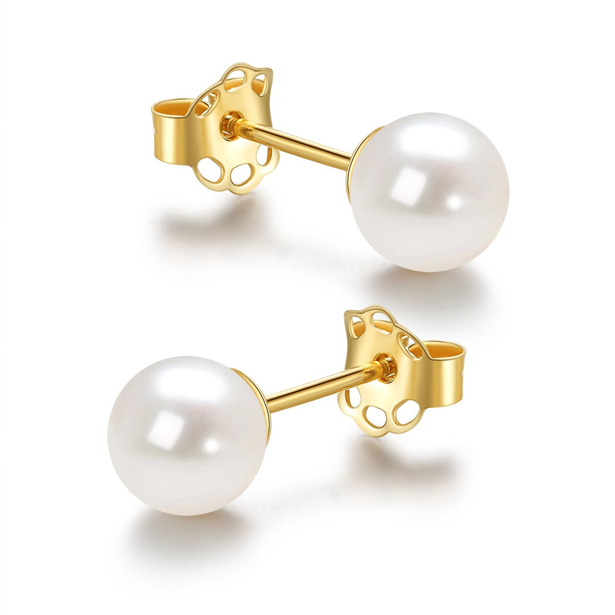 Aretes de perlas cultivadas de agua dulce de oro de 14K