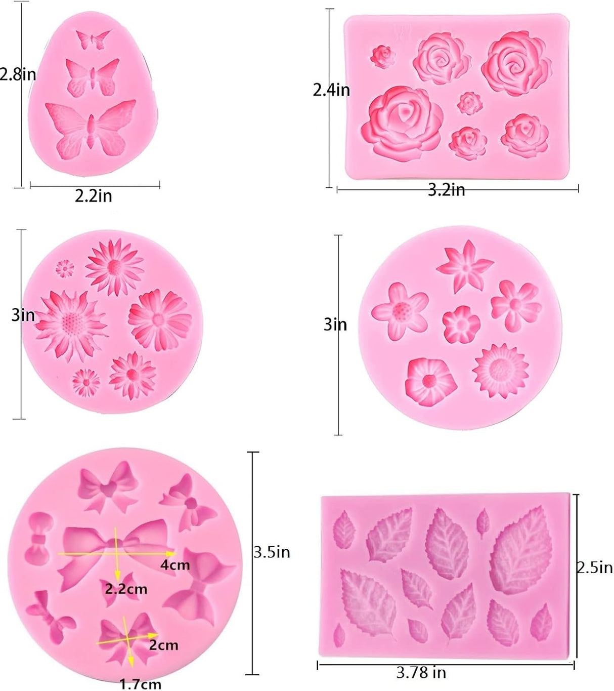 Molde de silicona para pastel de fondant de flores hojas