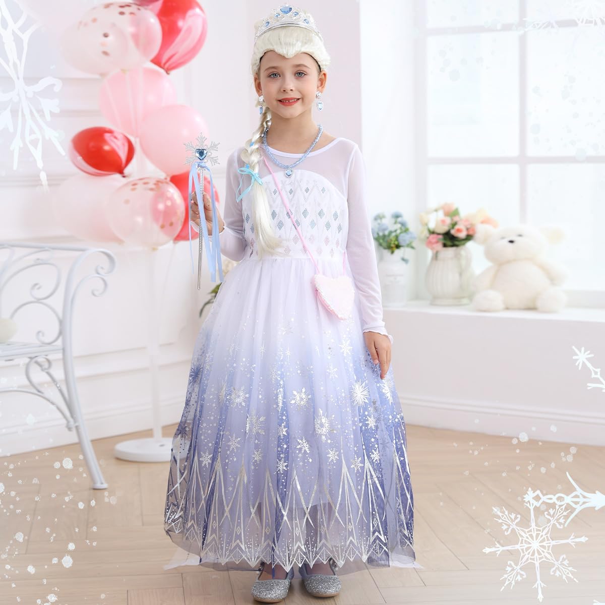 Disfraz de Princesa Elsa para Niñas, Cosplay, Accesorios, Modelo