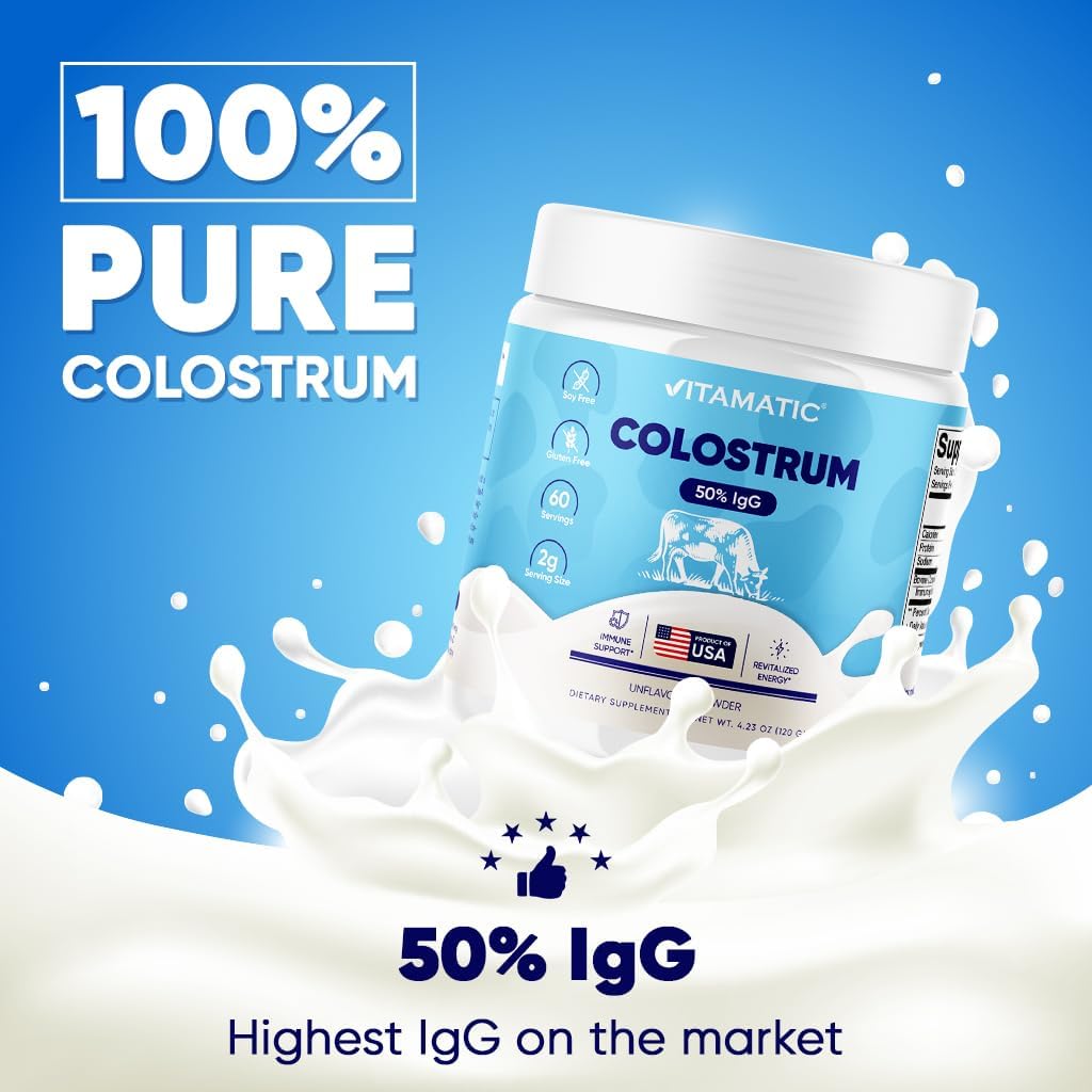 Vitamatic Polvo de Calostro Bovino 50% IgG - 60 Porciones