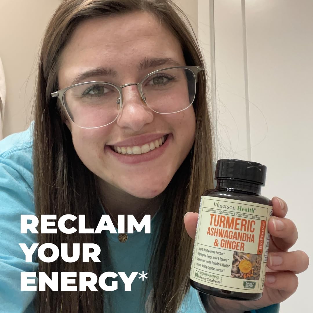 Suplemento con Curcumina, Jengibre, Ashwagandha y BioPerine