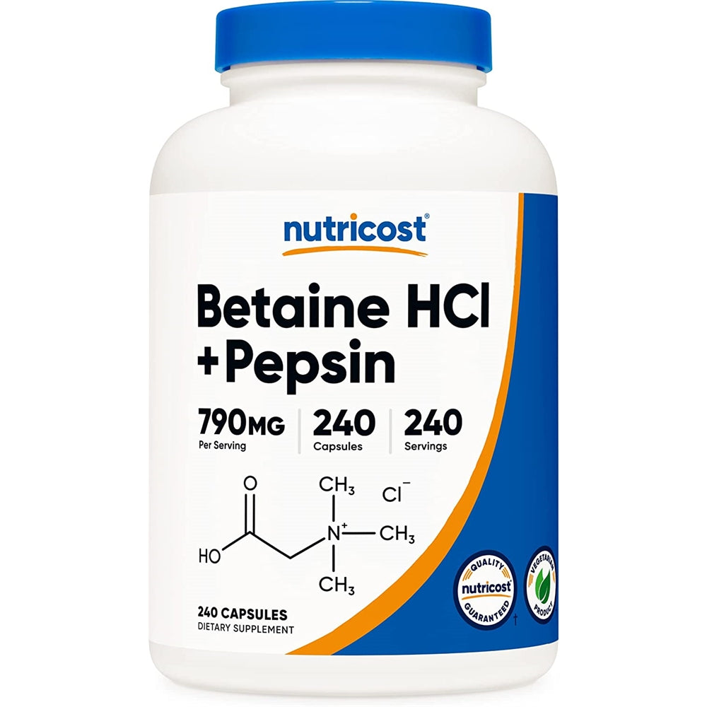 Suplementos Alimenticios Betaína HCl + Pepsina 790 mg